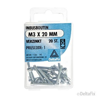 Deltafix inbusbout verzinkt staal M3x20mm 20st