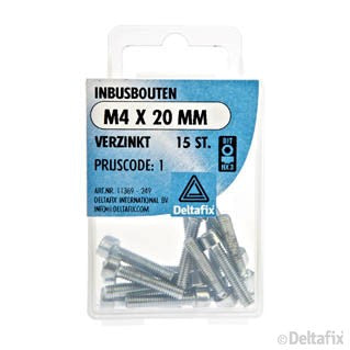 Deltafix inbusbout verzinkt staal M4x20mm 15st