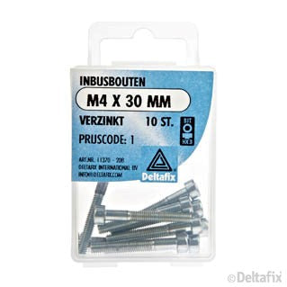 Deltafix inbusbout verzinkt staal M4x30mm 10st