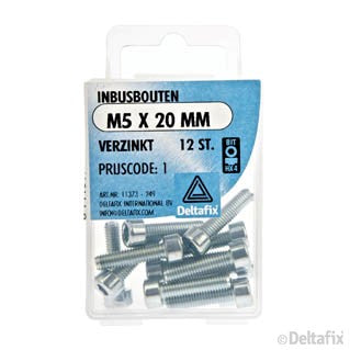 Deltafix inbusbout verzinkt staal M5x20mm 12st