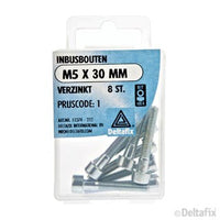 Deltafix inbusbout verzinkt staal M5x30mm 8st