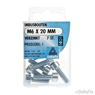Deltafix inbusbout verzinkt staal M6x20mm 7st