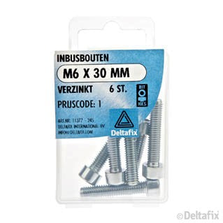 Deltafix inbusbout verzinkt staal M6x30mm 6st