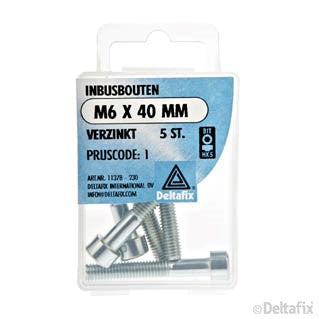 Deltafix inbusbout verzinkt staal M6x40mm 5st