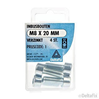 Deltafix inbusbout verzinkt staal M8x20mm 4st