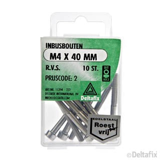 Deltafix inbusbout RVS M4x40mm 10st