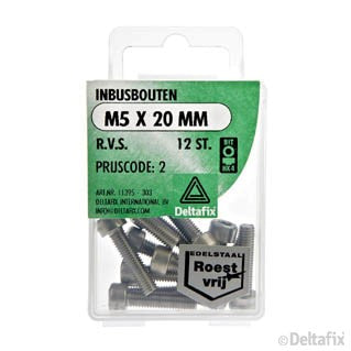 Deltafix inbusbout RVS M5x20mm 12st