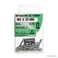 Deltafix metaalschroef cilinderkop M3x20mm 15st