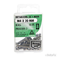 Deltafix metaalschroef cilinderkop M4x20mm 15st