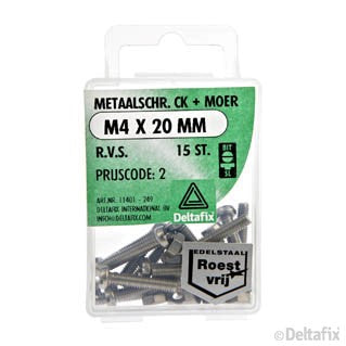 Deltafix metaalschroef cilinderkop M4x20mm 15st