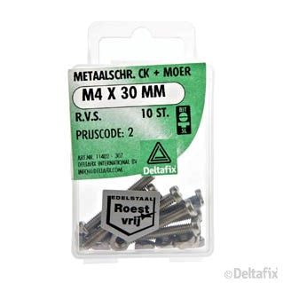 Deltafix metaalschroef cilinderkop M4x30mm 10st