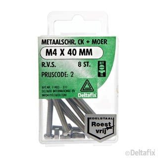 Deltafix metaalschroef cilinderkop M4x40mm 8st