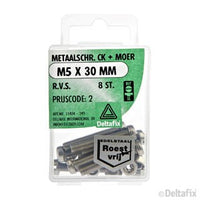 Deltafix metaalschroef cilinderkop M5x30mm 8st