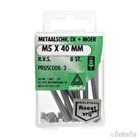 Deltafix metaalschroef cilinderkop M5x40mm 8st