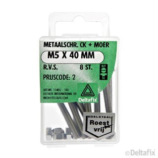 Deltafix metaalschroef cilinderkop M5x40mm 8st