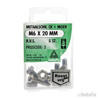 Deltafix metaalschroef cilinderkop M6x20mm 5st