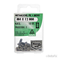 Deltafix metaalschroef platkop M4x12mm 13st