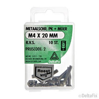 Deltafix metaalschroef platkop M4x20mm 10st