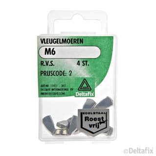 Deltafix vleugelmoer RVS M6 4st