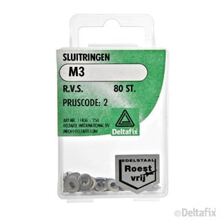 Deltafix sluitring RVS M3 80st