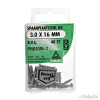 Deltafix spaanplaatschroef pozidrive platkop 3x16mm 40st
