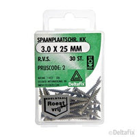 Deltafix spaanplaatschroef pozidrive platkop 3x25mm 30st