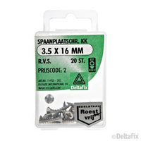 Deltafix spaanplaatschroef pozidrive platkop 3,5x16mm 20st
