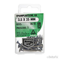 Deltafix spaanplaatschroef pozidrive platkop 3,5x25mm 26st