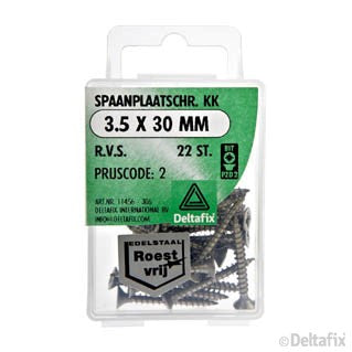 Deltafix spaanplaatschroef pozidrive platkop 3,5x30mm 22st