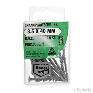 Deltafix spaanplaatschroef pozidrive platkop 3,5x40mm 18st