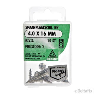 Deltafix spaanplaatschroef pozidrive platkop 4x16mm 15st