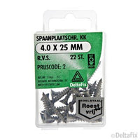 Deltafix spaanplaatschroef pozidrive platkop 4x25mm 22st