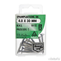 Deltafix spaanplaatschroef pozidrive platkop 4x30mm 18st