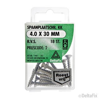 Deltafix spaanplaatschroef pozidrive platkop 4x30mm 18st