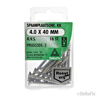 Deltafix spaanplaatschroef pozidrive platkop 4x40mm 16st