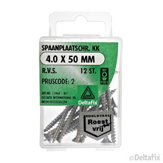Deltafix spaanplaatschroef pozidrive platkop 4x50mm 12st