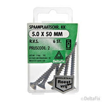 Deltafix spaanplaatschroef pozidrive platkop 5x50mm 6st