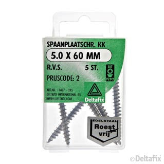 Deltafix spaanplaatschroef pozidrive platkop 5x60mm 5st