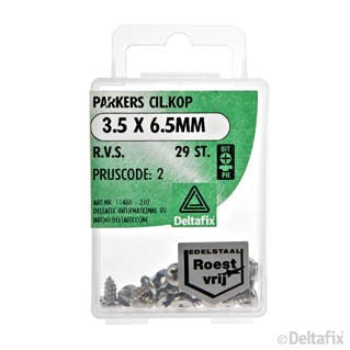 Deltafix plaatschroef philips kop cilinderkop 3,5x6.5mm 29st