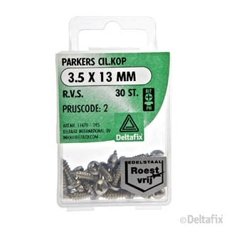 Deltafix plaatschroef philips kop cilinderkop 3,5x13mm 30st