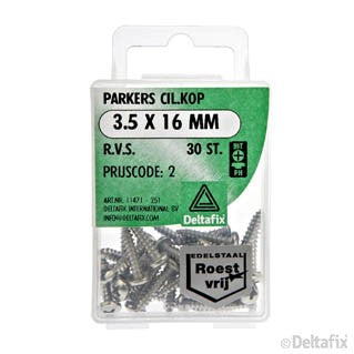 Deltafix plaatschroef philips kop cilinderkop 3,5x16mm 30st