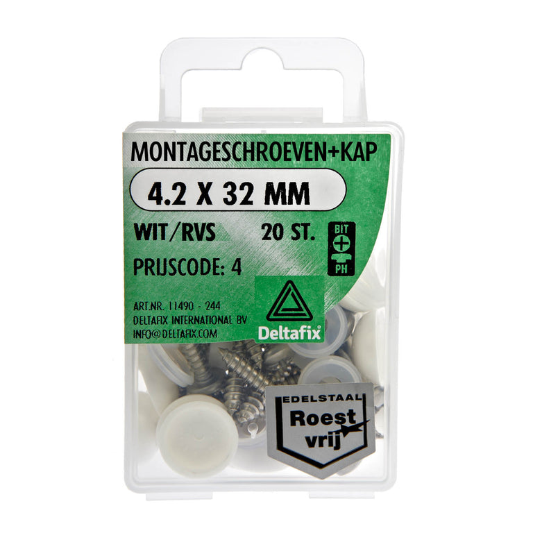 Deltafix montageschroef philips cilinderkop afdekkap 4,2x32mm 20st