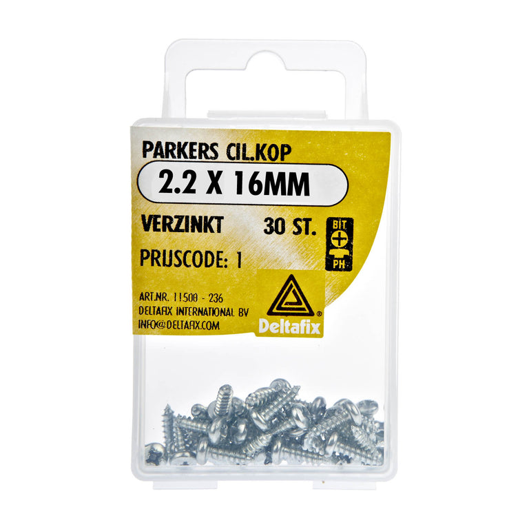Deltafix plaatschroef philips cilinderkop verzinkt 2,2x16mm 30st