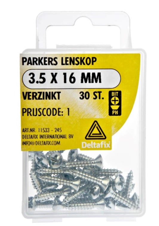 Deltafix plaatschroef philips kop lenskop 3,5x16mm 30st