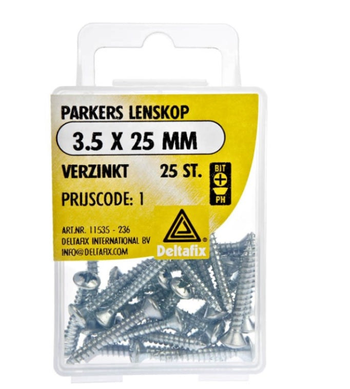 Deltafix plaatschroef philips kop lenskop 3,5x25mm 25st