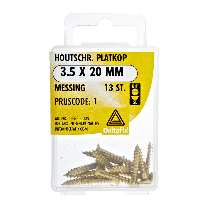 Deltafix houtschroef sleufkop platkop 3,5x20mm 13st