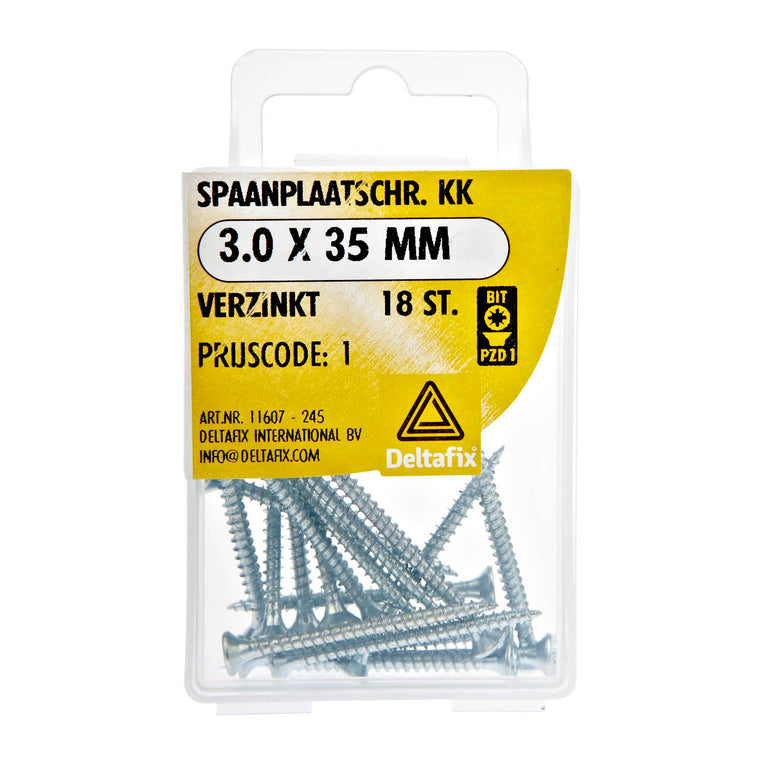 Deltafix spaanplaatschroef pozidrive platkop 3x35mm 18st