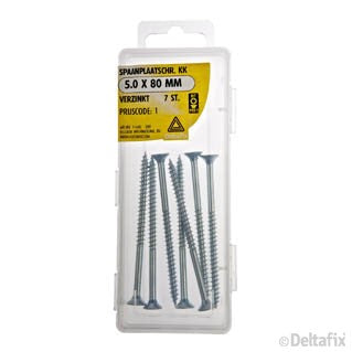 Deltafix spaanplaatschroef pozidrive platkop 5x80mm 7st