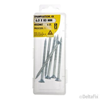 Deltafix spaanplaatschroef pozidrive platkop 6x80mm 6st