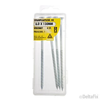 Deltafix spaanplaatschroef pozidrive platkop 6x130mm 4st